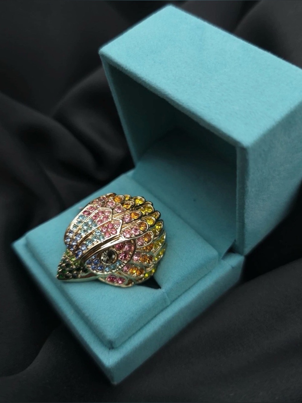 Size 7 - Kurt Geiger Gold-Tone Multicolor Crystal Eagle Head Ring